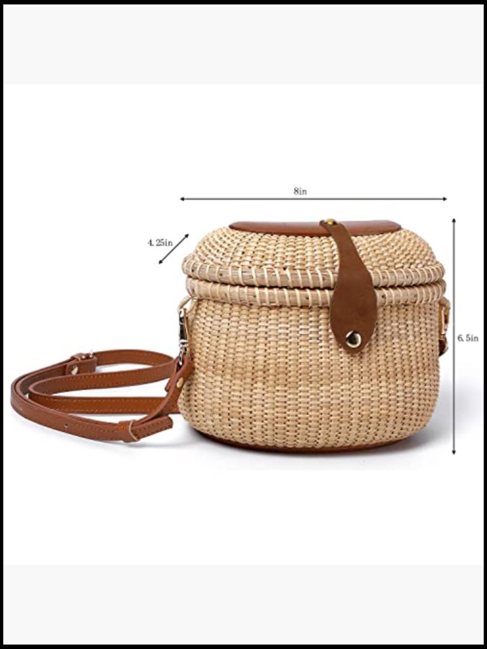 Handwoven Rattan Crossbody Bag Crescent Purse Shoulder Straw Basket Chic - Picture 5 of 7
